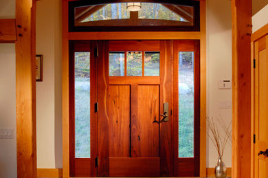 Custom Wooden Entry Door in Timber Frame Home