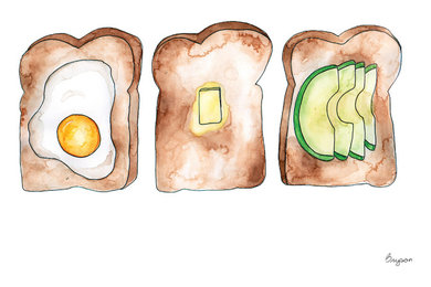 Toast in Three Acts, Watercolor Illustration