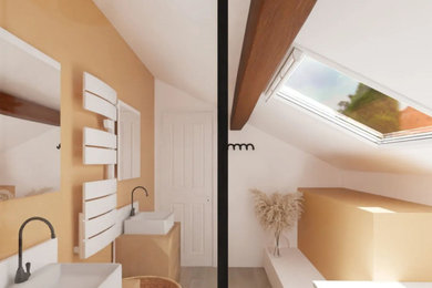 Idée de décoration pour une salle de bain minimaliste.
