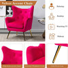 Tufted Accent Chair With Golden Legs, Fushia