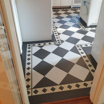 Black & White Forbo Marmoleum Floor with a Checkerboard Design