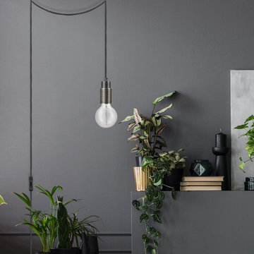 Finchley 1-Light Plug-In or Hardwire Pendant, Dark Bronze, Antique Brass Perfora
