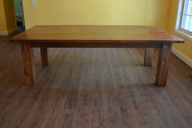 Reclaimed Oak Wood Dining Table with Matching Bench