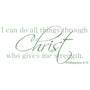 Decal Wall Sticker Christ Gives Me Strength Philippians 4:13, Kelly Green