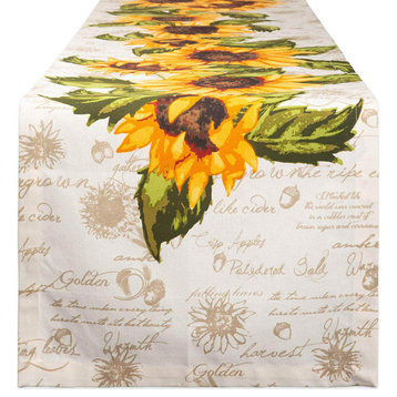 Rustic Sunflowers Printed Table Runner 14"x108"
