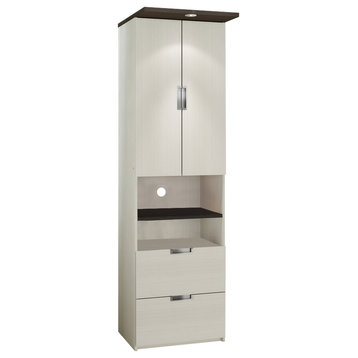 Lumina Storage Unit With Drawers/Doors, White Chocolate/Dark Chocolate