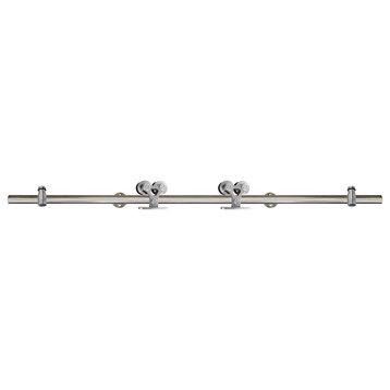 Miseno MBDH5606X78 78-3/4" Twin Roller Round Rod Barn Door - Stainless Steel