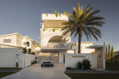 Design ideas for a mediterranean house exterior in Gold Coast - Tweed.