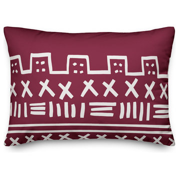 Maroon Mudcloth Pattern 14x20 Lumbar Pillow