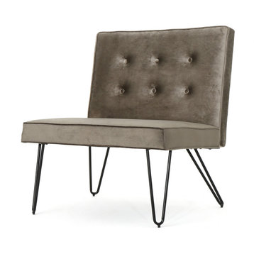 GDF Studio DuSoleil Velvet Modern Armless Chair, Gray
