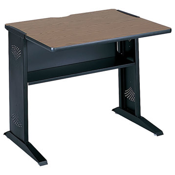 Computer Desk W/ Reversible Top, 35-1/2"x28"x30", Mahogany/Medium Oak/Black