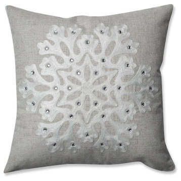 Pillow Perfect Snowflake Gray, Throw Pillow, 16.5"