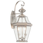 Livex Lighting - Livex Lighting Georgetown Light Outdoor Wall Lantern, Brushed Nickel - Our Georgetown collection will add regal elegance to your home with our line of lighting that embodies a classic design for those who only want the finest in life. Using the highest of quality materials available, the Georgetown collection begins with solid brass so that each fixture not only looks fantastic, but provides a fit and finish that will last for years as well.