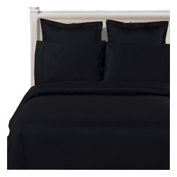 Royal Tradition - 100% Microfiber Solid 3PC Duvet Cover Set, Black, Full/Queen - Duvet Covers And Duvet Sets