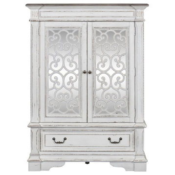 Liberty Furniture Abbey Park Mirrored Door Chest in Antique White