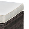 Benzara BM183747 Ottoman with Fabric Upholstered Cushioned Seat, Brown & Ivory