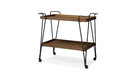 Laydon Textured Metal Distressed Ash Wood Mobile Serving Cart, Antique Black