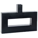 StyleCraft - Pont Vase Short Matte Black - Elevate your space with the striking Pont Vase, a bold blend of modern design and timeless appeal. Crafted from durable resin, its sculptural form brings a contemporary edge to any room. Style it solo or pair it with the large Pont vase to create a captivating focal point thats uniquely yours.