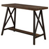 Furniture of America Deonne Wood Counter Height Table in Medium Oak and Black