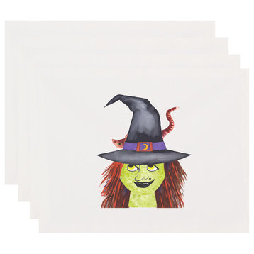 Witches Hat 18"x14" Cream Halloween Print Placemat, Set of 4