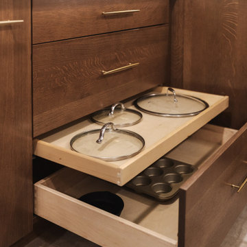 Pan and Lid Pullout Cabinet Storage in Golden, Colorado Kitchen Remodel