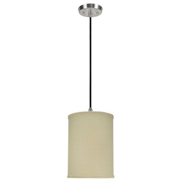 Aspen Creative 71119-11, 1-Light Fabric Lamp Shade Hanging Pendant, Yellow Brown