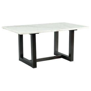 Felicia Dining Table WithWhite Marble Top Dark