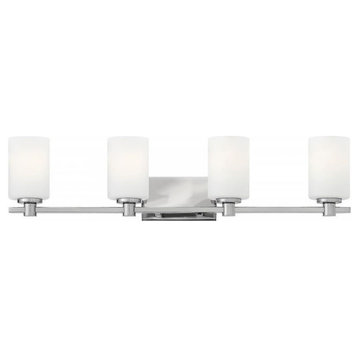 Karlie Bath Four-Light in Chrome With Etched Opal Glass