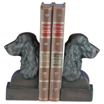 Bookends Bookend TRADITIONAL Lodge Cocker Spaniel Dog Head Dogs Resin