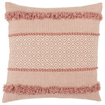 Jaipur Living - Vibe by Jaipur Living Imena Trellis Down Throw Pillow, Pink/Cream, Down Fill - The Parable collection features Southwestern vibes and easy-going, fresh style. The Imena throw pillow showcases a diamond lattice motif and tufted trim details in chic tones of pink and white. Crafted of textural cotton, this light and neutral accent boasts bohemian touches and relaxed, cozy feel.