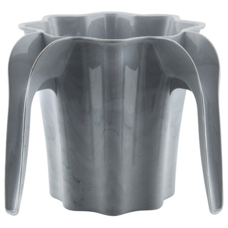 YBM Home Plastic Star Shaped Wash Cup With Dual Handle, Gray Marble, 1-Pack