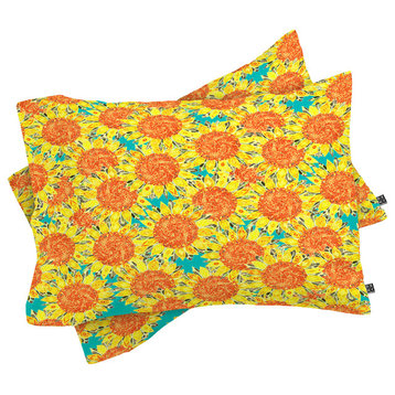 Deny Designs Sharon Turner Sunflower Field Pillow Shams, Queen