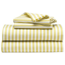 Modern Sheet And Pillowcase Sets Stripe Sheet Set, White/Citron