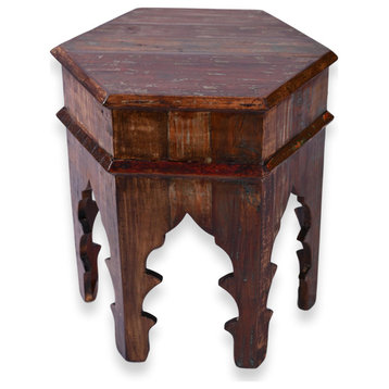 Reclaimed Moroccan style 17 inch six corner accent table for living room