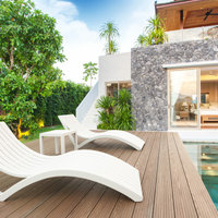 Slim Pool Chaise Sun Lounger, Set of 2, White