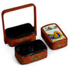 Vintage Chinese Red Lacquer Tiered Lunch Box