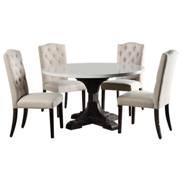 Gerardo Dining Table, White Marble and Weathered Espresso