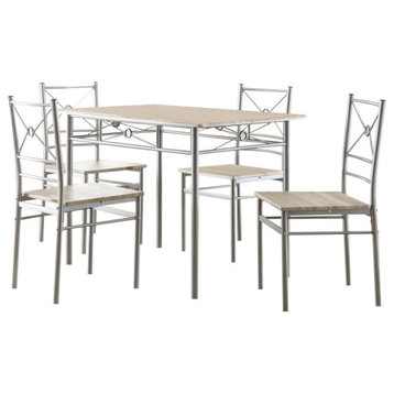 Benzara BM158031 Sturdy Dining Table In a Set of Five, Silver