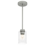 Hunter - Hunter 19012 Hartland - One Light Jar Pendant - The Hartland 1 Light Pendant delivers a revised clHartland One Light J Matte Silver Seeded  *UL Approved: YES Energy Star Qualified: n/a ADA Certified: n/a  *Number of Lights: Lamp: 1-*Wattage:60w E26 Medium Base bulb(s) *Bulb Included:No *Bulb Type:E26 Medium Base *Finish Type:Matte Silver