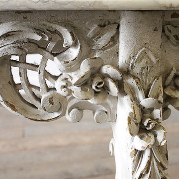 Early 20th Century French Carved Console Table with Marble Top