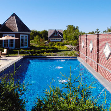 Long Grove, IL Swimming Pool with Raised Wall Water Feature
