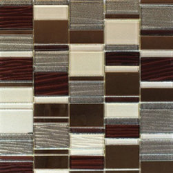 Bestview Glass Mosaic Block Stack Brown Patch 201602 - Tile