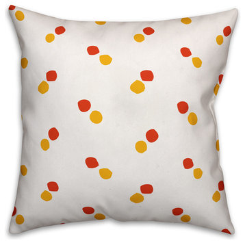 Polka Dots, Red and Yellow  Throw Pillow Cover, 16"x16"