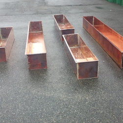 Custom burnished rustic copper flower boxes - Outdoor Pots And Planters