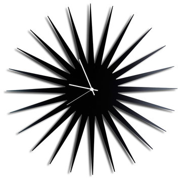 MCM Starburst Clock, Black/White Midcentury Modern Style Wall Clocks