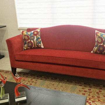 Floral Poppy Bloom Red Blue Decorative Pillow Cover Handembroidered Wool 18"x18"