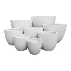 StoneLite GRC Squat Egg Planters in Australian Dulux White on White - Outdoor Pots And Planters