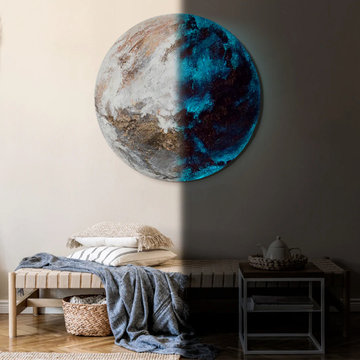 Space wall art - glow in the dark round canvas art "Venus"