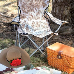 Glamping Brown Toile Lawn Chair - Outdoor Folding Chairs