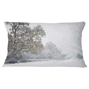 Christmas Winter Snow Landscape Photography Throw Pillow, 12"x20"